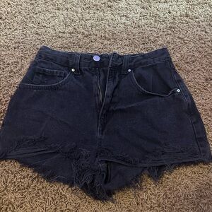 Cotton On Black Jean Shorts High-Waisted Frayed Hem